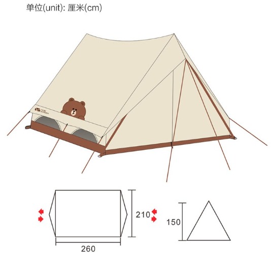 Outdoorbase桔野6人露營帳篷尺寸圖